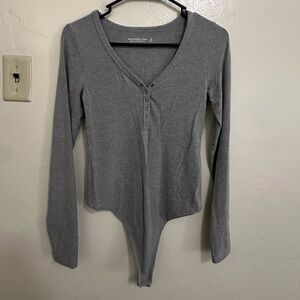 Abercrombie & Fitch Gray Henley Body Suit